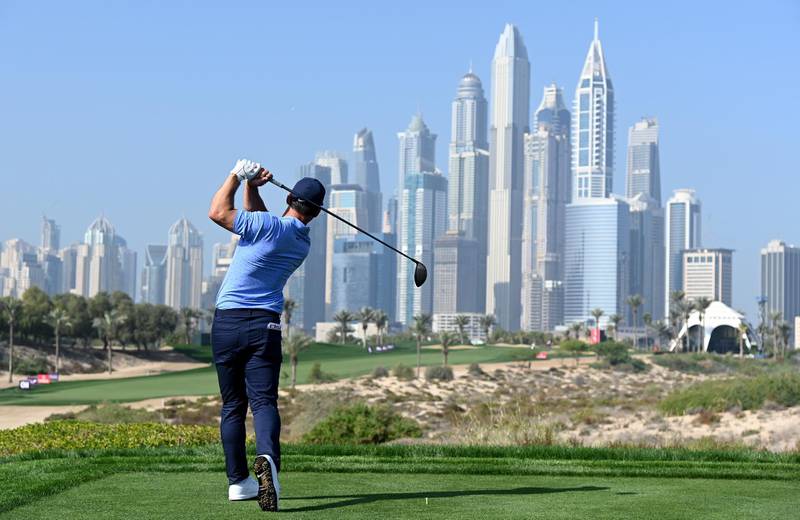 DUBAI, UNITED ARAB EMIRATES - JANUARY 27: Paul Casey of England in action during the pro-am event prior to the Omega Dubai Desert Classic at Emirates Golf Club on January 27, 2021 in Dubai, United Arab Emirates. (Photo by Ross Kinnaird/Getty Images)