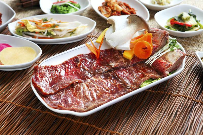 Korean B.B.Q. Beef Ribs ( Raw ) - Marinated Galbi with Banchan(Side Dishes)