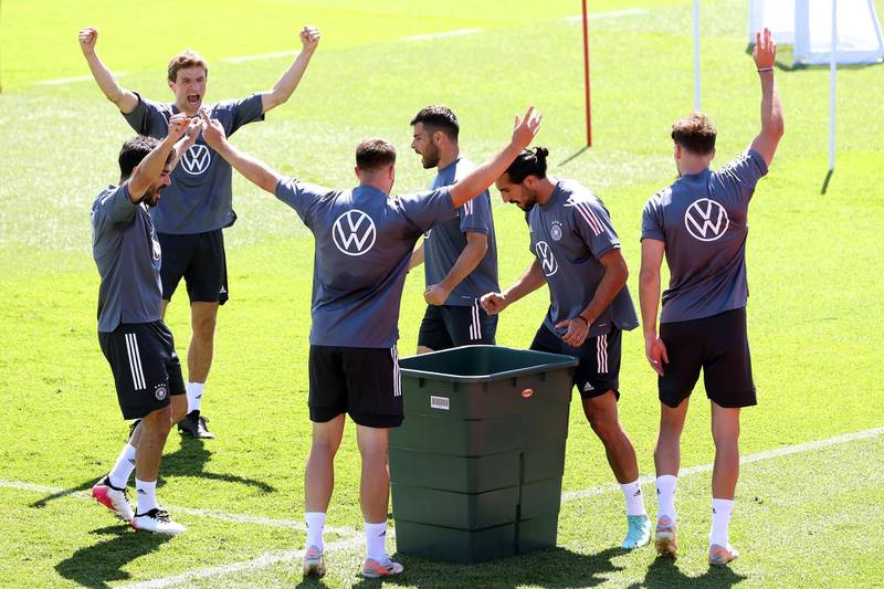 Germany players, including Thomas Muller, back left, at the team's Euro 2020 training camp. Getty