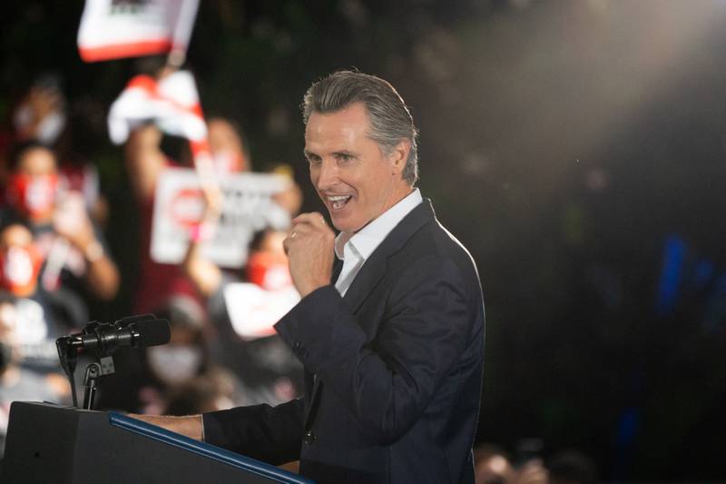 California Governor Gavin Newsom speaks during a campaign event at Long Beach City College. Bloomberg