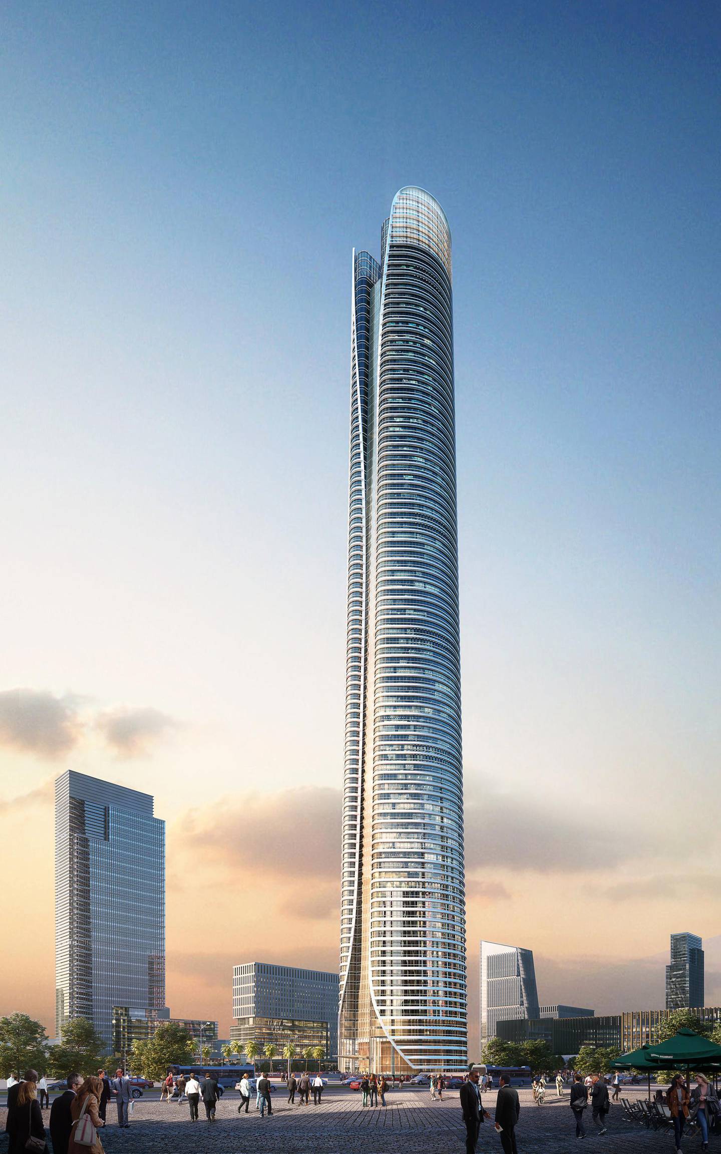 A rendering of Iconic Tower. The Capital Business District (CBD) being built in Cairo’s New Administrative Capital. The 20 skyscrapers in the district include the 385-metre Iconic Tower, which will be the tallest building in Africa. Photo: Dar Al Hendasah
