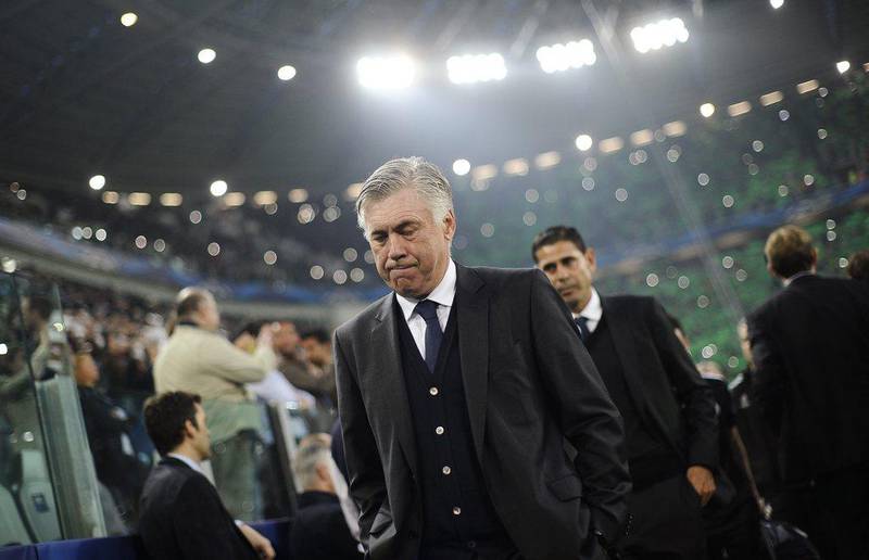 Real Madrid manager Carlo Ancelotti shown on Tuesday night as his side were defeated 2-1 by Juventus in the first leg of the Champions League semi-final in Turin. Giorgio Perottino / Reuters / May 5, 2015 