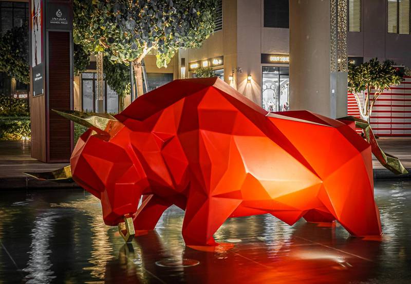 Idriss B’s polygonal bull is on display in Dubai. 