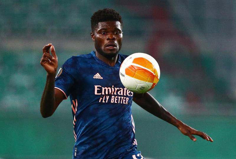 Soccer Football - Europa League - Group B - SK Rapid Wien v Arsenal - Allianz Stadion, Vienna, Austria - October 22, 2020 Arsenal's Thomas Partey in action REUTERS/Lisi Niesner