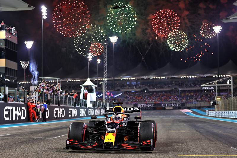 Red Bull's Max Verstappen after winning the Abu Dhabi Grand Prix and the F1 world title on December 16. PA