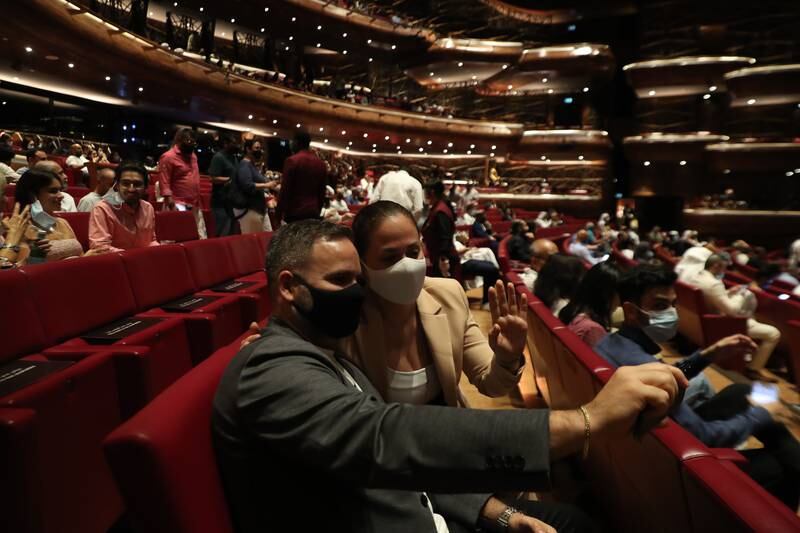 Audience members of 'Joker Live in Concert' at Dubai Opera.