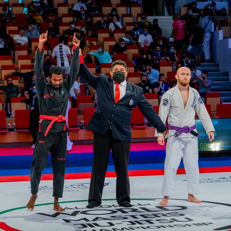 UAE’s Haitham Hanawi (in black) won gold at Abu Dhabi World Professional Jiu-Jitsu Championship. Photo: UAEJJF