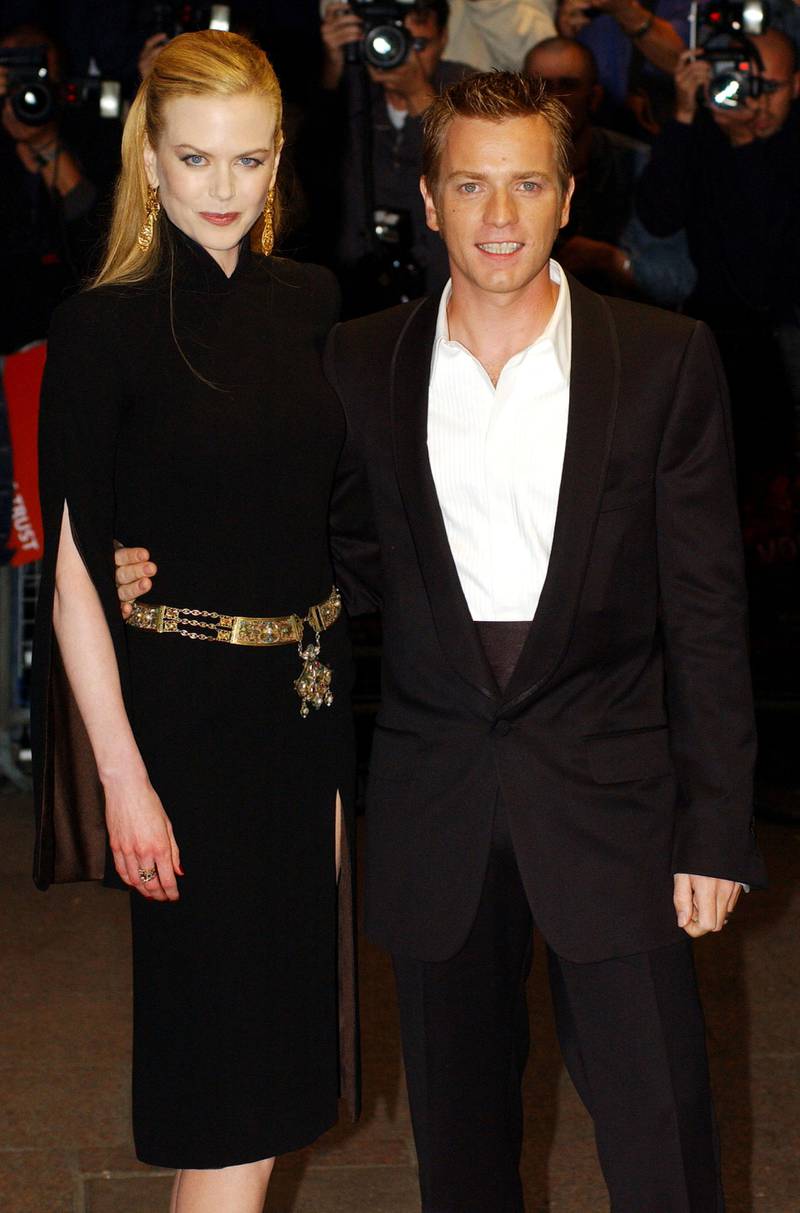 393985 08: Actress Nicole Kidman and Ewan McGregor arrive at the premiere of "Moulin Rouge" September 3, 2001 in London, England. (Photo by Anthony Harvey/Getty Images)