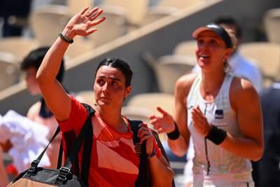 Ons Jabeur of Tunisia after defeat against Beatriz Haddad Maia of Brazil in their French Open quarter-final. Getty