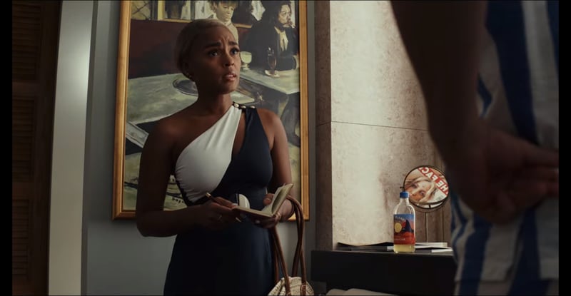 Janelle Monae, who plays Andi Brand, in front of Edward Degas's In a Cafe. Photo: Netflix
