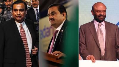 (From left) Mukesh Ambani, Gautam Adani and Shiv Nadar are the three richest Indians in 2023, according to Forbes. Photos: EPA, Bloomberg, Getty Images