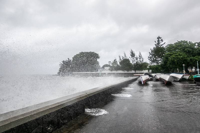 The Mauritian fishing village of Mahebourg braces for the tropical cyclone. AFP