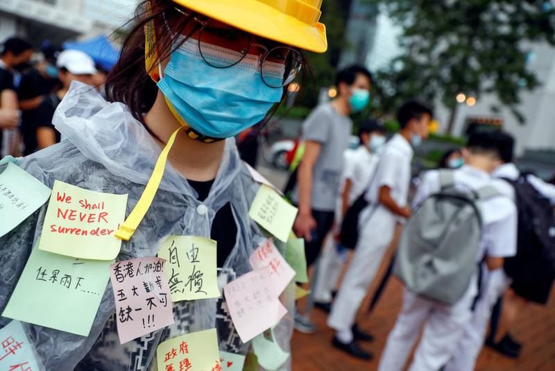 Students protest at Edinburgh Place in Hong Kong, China. Reuters