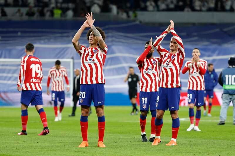 Atletico Madrid's players after their draw against Real Madrid. EPA
