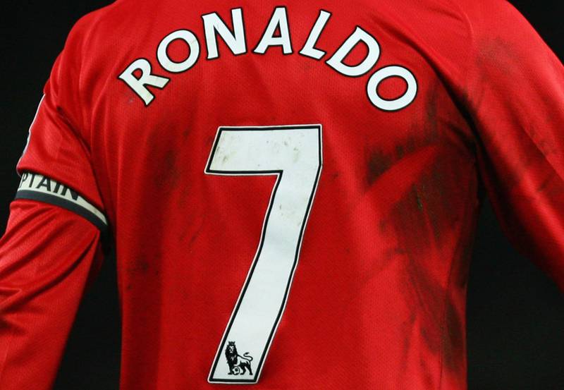 MANCHESTER, UNITED KINGDOM - MARCH 19:  A rear view of Cristiano Ronaldo of Manchester United as he wears the captain's armband during the Barclays Premier League match between Manchester United and Bolton Wanderers at Old Trafford on March 19, 2008 in Manchester, England.  (Photo by Alex Livesey/Getty Images)