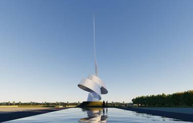 ‘The Scroll’ is about 36 metres tall and weighs 72 tonnes. Courtesy Foster + Partners
