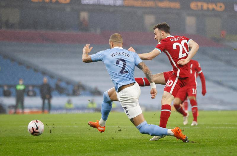 Liverpoo's Diogo Jota shoots at goal. Getty
