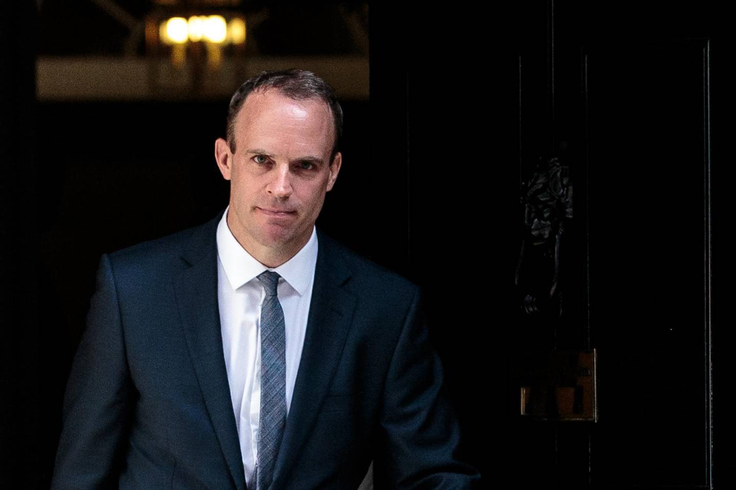 LONDON, ENGLAND - JULY 09: Dominic Raab leaves Number 10 Downing Street after being appointed Brexit Secretary by British Prime Minster Theresa May on July 9, 2018 in London, England. Last night David Davis quit as Brexit Secretary over his opposition to Mrs May's plan for the UK's future relations with the EU. (Photo by Jack Taylor/Getty Images)
