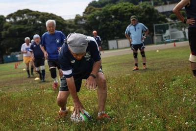Players during a training session at the Fukasawa Multi-Purpose Sports Plaza in Kamakura