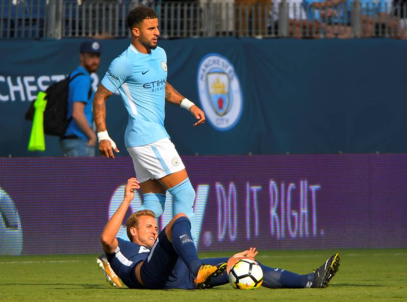 Soccer Football - Manchester City vs Tottenham Hotspur - International Champions Cup - Nashville, USA - July 29, 2017   Manchester City's Kyle Walker in action with Tottenham's Harry Kane   REUTERS/Harrison McClary