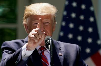 FILE PHOTO: U.S. President Donald Trump speaks during a joint news conference with Poland's President Andrzej Duda in at the White House in Washington, U.S., June 12, 2019. REUTERS/Kevin Lamarque/File Photo