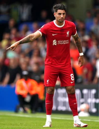Dominik Szoboszlai 7: Hungarian glided around the pitch in style in first half and looked like he had been playing in the Premier League for years. Less effective in second as Liverpool lost their attacking momentum but looks like he will be excellent signing. PA
