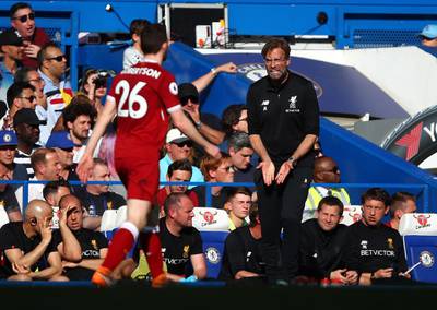 LONDON, ENGLAND - MAY 06:  Manager of Liverpool Jurgen Klopp shouts instructions during the Premier League match between Chelsea and Liverpool at Stamford Bridge on May 6, 2018 in London, England.  (Photo by Julian Finney/Getty Images)