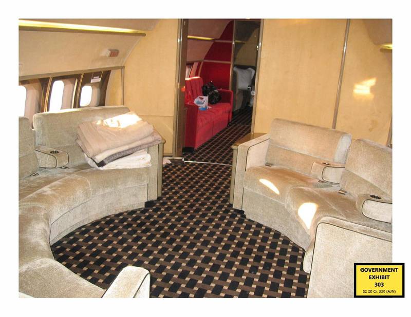 A photo issued by US Department of Justice shows the interior of one of Epstein's private planes.