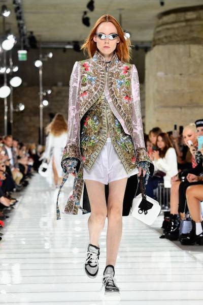 Model walks on the runway during the Louis Vuitton Paris Fashion