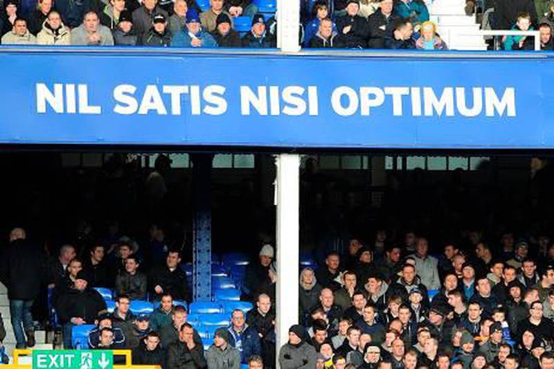 General view of a 'Nil Satis Nisi Optimum' banner in the stands