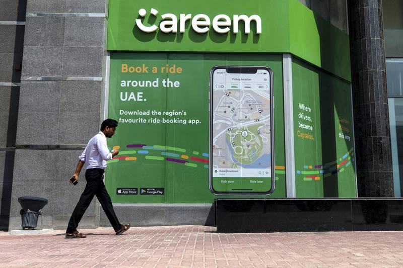 A Careem Networks FZ logo sits on the exterior of a driver support center at the ride-hailing company's headquarters in Dubai, United Arab Emirates, on Thursday, Oct. 4, 2018. Careem last month acquired Indian bus shuttle service app Commut as the Dubai-based ride-hailing firm expands into mass transport. Photographer: Christopher Pike/Bloomberg