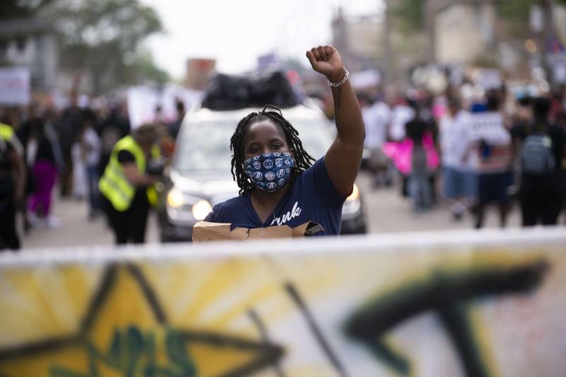 Protesters march through the streets while demonstrating against the death of George Floyd in Minneapolis, Minnesota. AFP