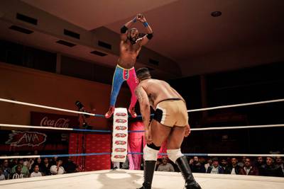 Action from the Africa Wrestling Association Nights of Champions in Cape Town. AFP
