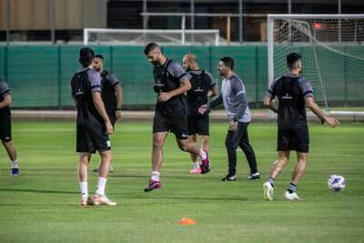 Palestine players go through their paces at a training session in Sharjah.