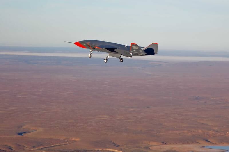 The Boeing Australia, Airpower Teaming System – ‘Loyal Wingman’ conducts its first flight at Woomera Range Complex, South Australia. Photo: Commonwealth of Australia, Department of Defence