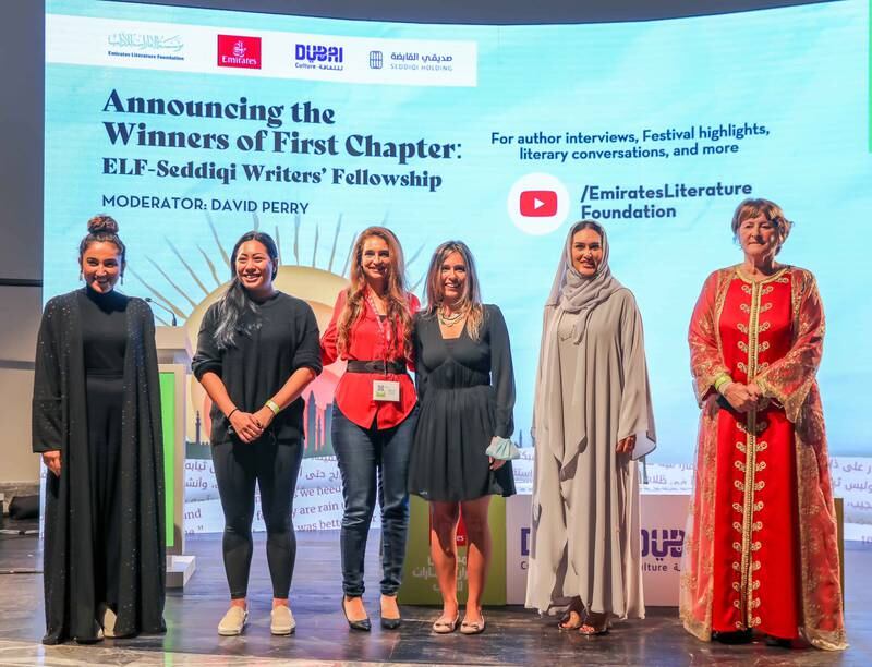 Recipients of First Chapter, the ELF Seddiqi Writers’ Fellowship, were awarded at a ceremony during the Emirates Airline Festival of Literature. Photo: Emirates Airline Festival of Literature