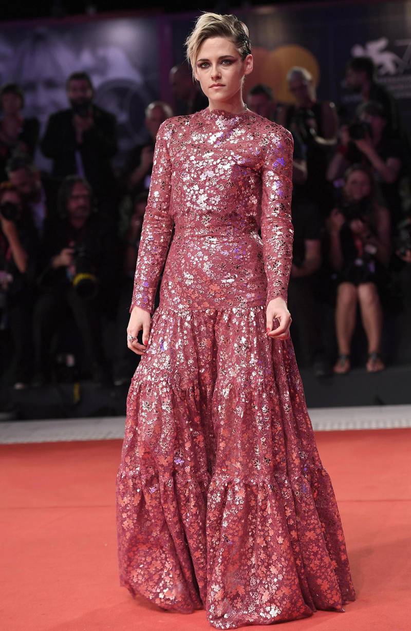 Kristen Stewart in Chanel at the premiere of 'Seberg' during the 76th Venice Film Festival on August 30, 2019. EPA
