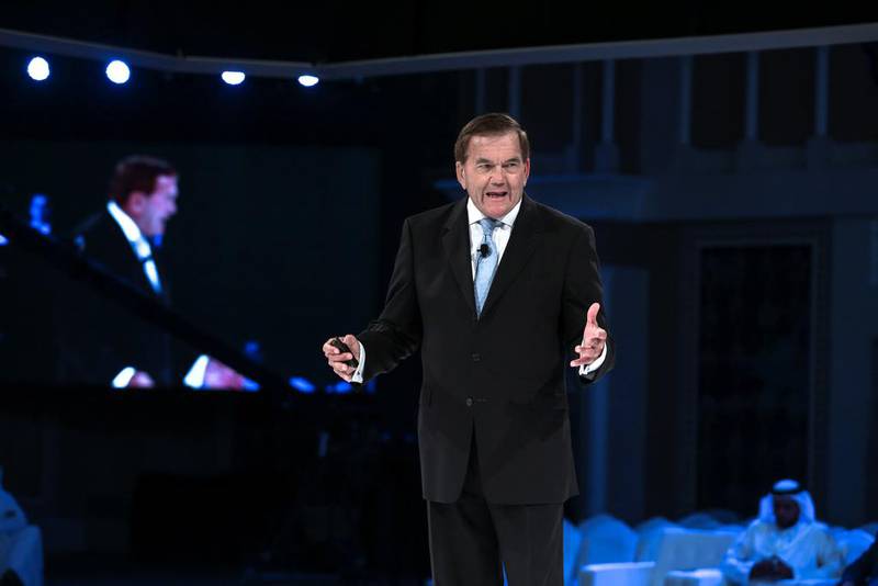 ‘Any enterprise that is as successful, vibrant and connected like Dubai is a target,’ says Tom Ridge, during the cyber-security conference at Madinat Jumeirah in Dubai. Victor Besa for The National 