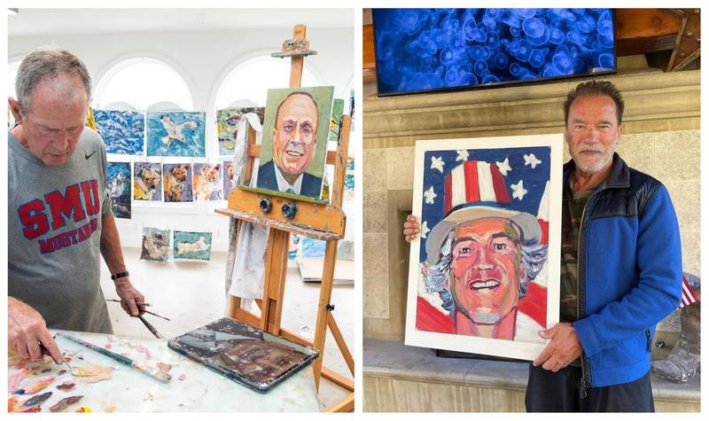 President George W Bush has painted former governor of California, Arnold Schwarzenegger. Instagram