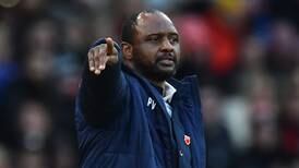 Palace manager Patrick Vieira to miss Spurs game after testing positive for Covid-19