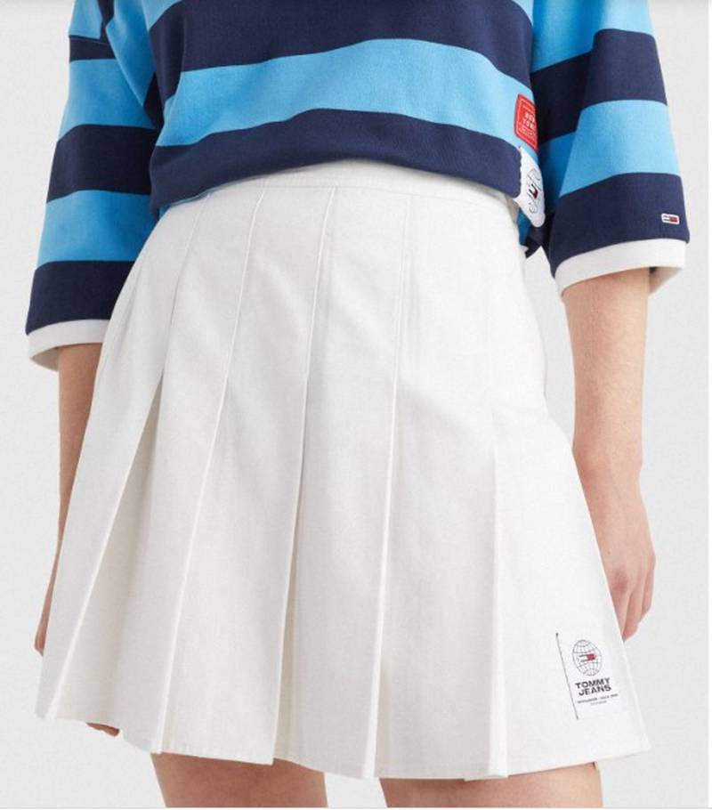 Tommy Hilfiger's wide pleated skirt from its Tommy Jeans label is an easy-to-style and classic take on the trend. Dh500, www.tommy.com. Photo: Tommy Jeans