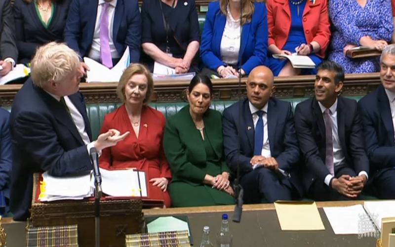 A video grab shows UK Prime Minister Boris Johnson in Parliament earlier this month. AFP
