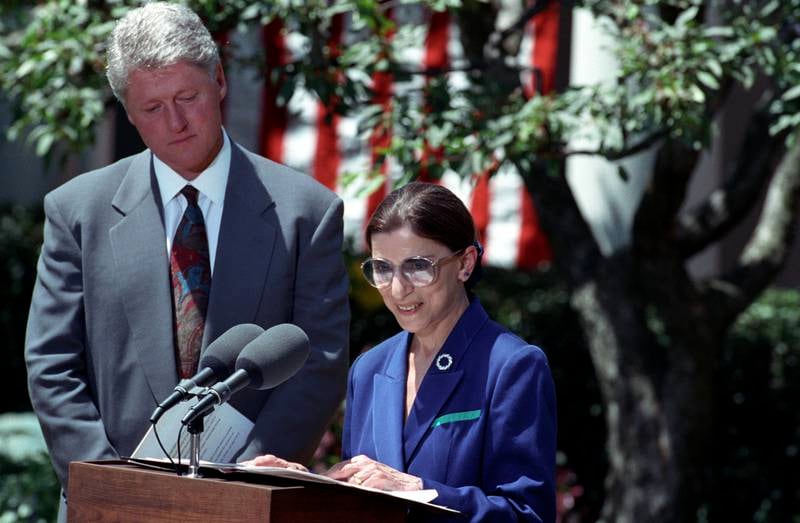 Ginsburg officially accepts the Supreme Court nomination from president Bill Clinton on June 14, 1993. Photo: US National Archives