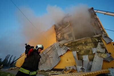 This tobacco factory in Kyiv was among the buildings damaged in the Russian drone assault overnight. Reuters