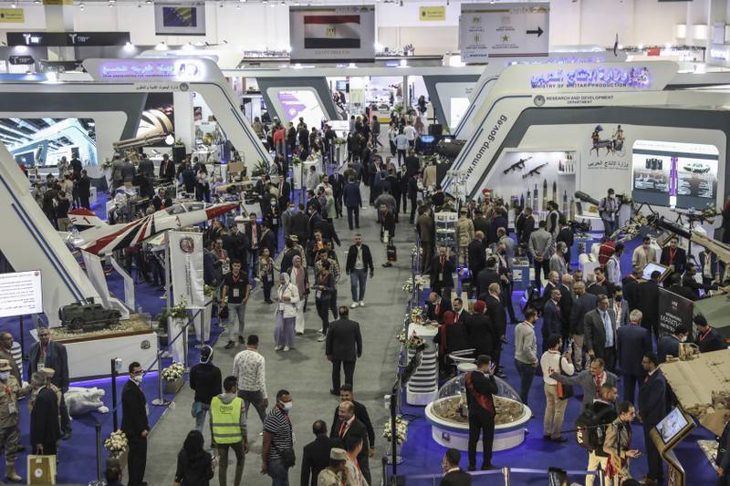 A busy exhibition hall at Edex in Cairo. AP