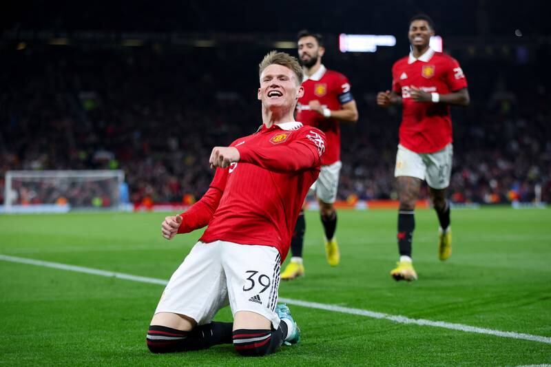 Manchester United's Scott McTominay after scoring the only goal in the 1-0 Europa League win against Omonia Nicosia at Old Trafford on October 13, 2022. Getty