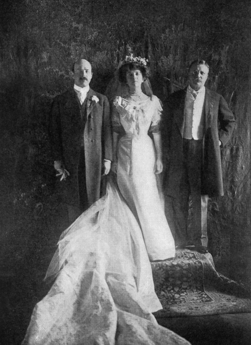 Alice Lee Roosevelt, daughter of president Theodore Roosevelt, married Ohio representative Nicholas Longworth in the East Room on February 17, 1906. From 'The Story of the White House', by Esther Singleton, Volume II. Getty