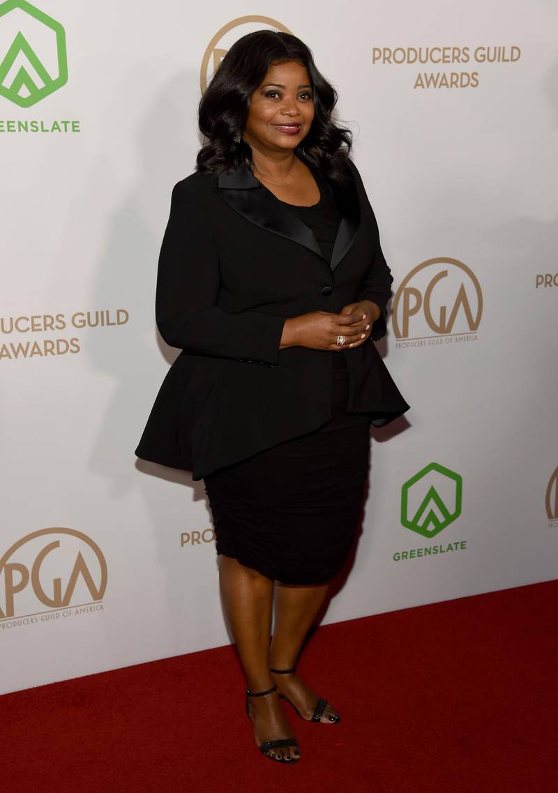 Award winner Octavia Spencer in a chic black skirt-suit at the 2020 Producers Guild Awards at the Hollywood Palladium on Saturday, Jan. 18, 2020, in Los Angeles, Calif. AP