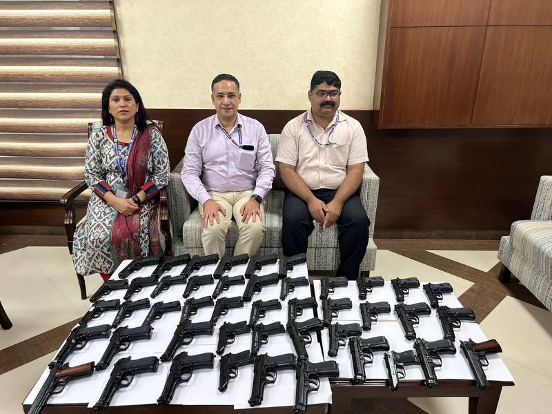 Officials examined the guns and confirmed the weapons were fully-functional. Photo: Delhi Customs