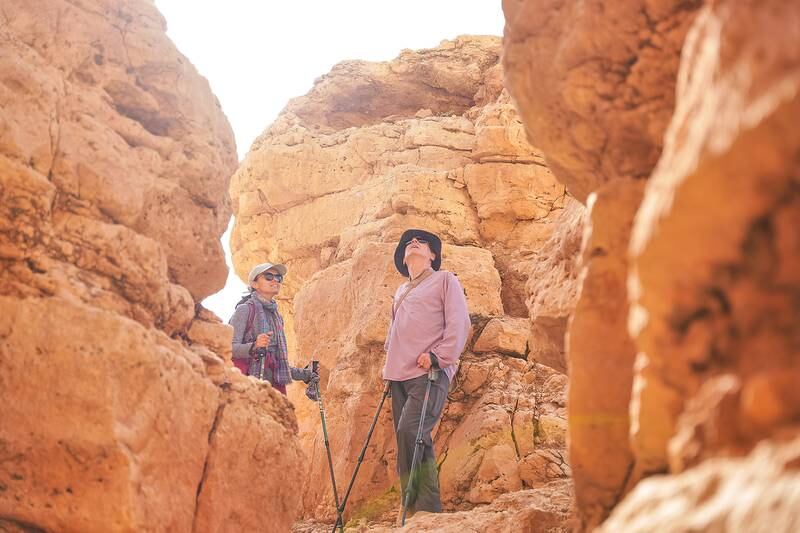 Reem Philby and Mark Evans on Jabal Tuwaiq